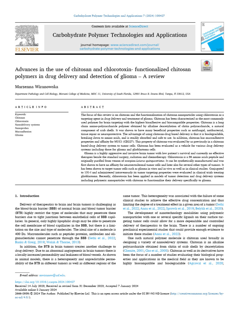 2. Advances in the use of chitosan and chlorotoxin- functionalized ...