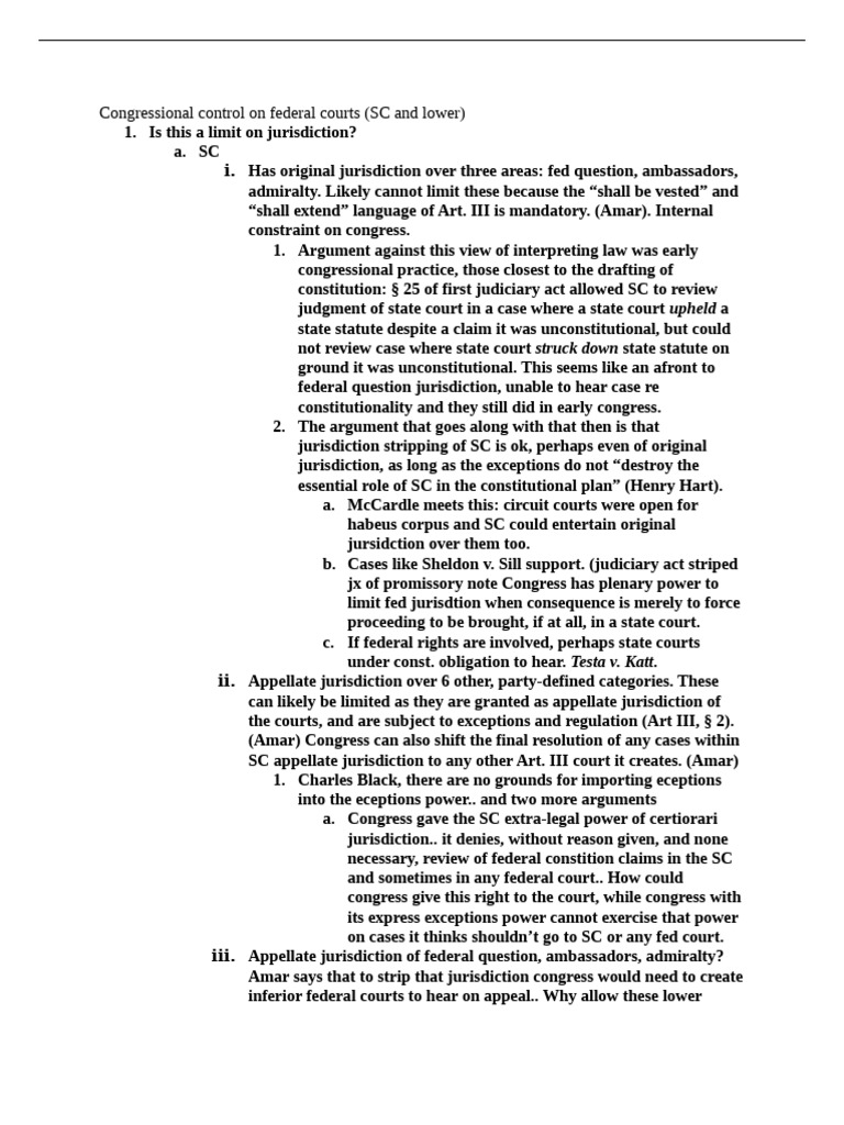 Congressional Limits on Federal Court Jurisdiction | PDF | Federal ...