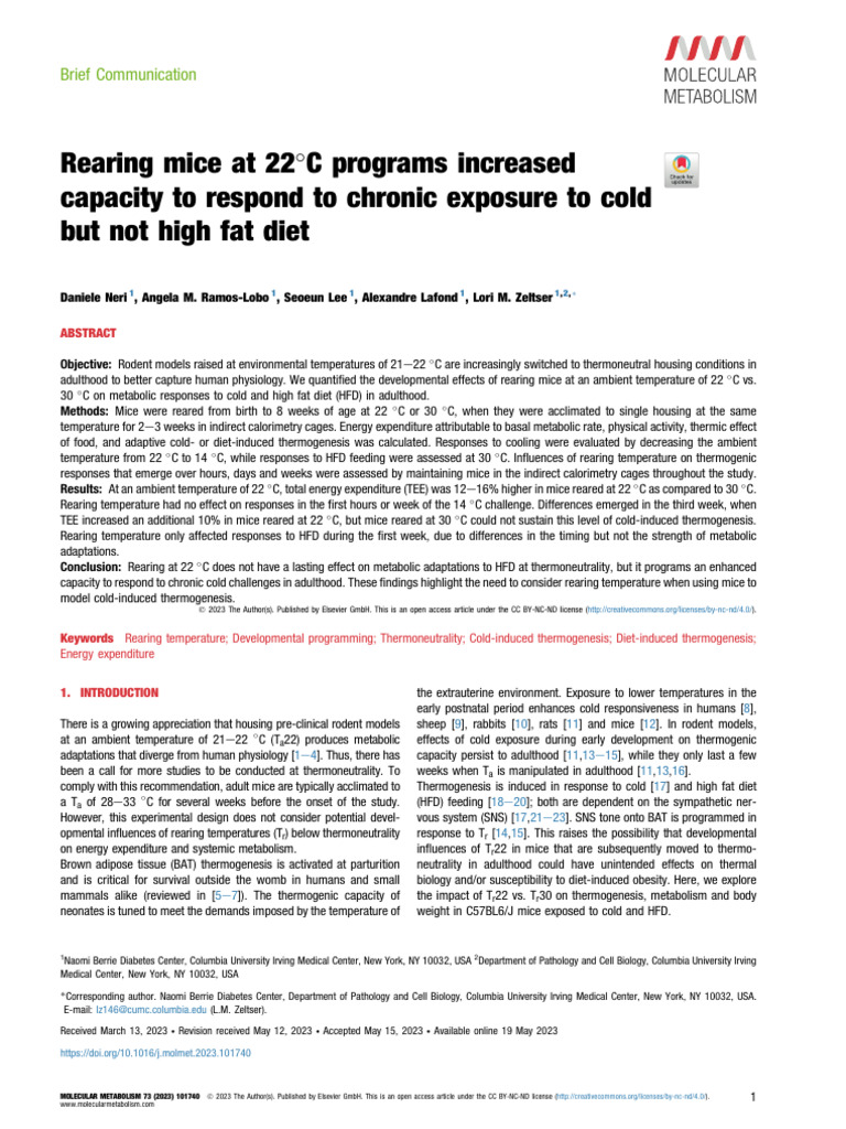 Rearing Mice at 22 C Programs Increased Capacity To Respond 2023 ...