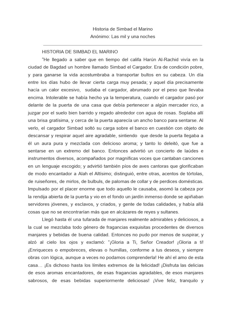 Historia de simbad el marino pdf