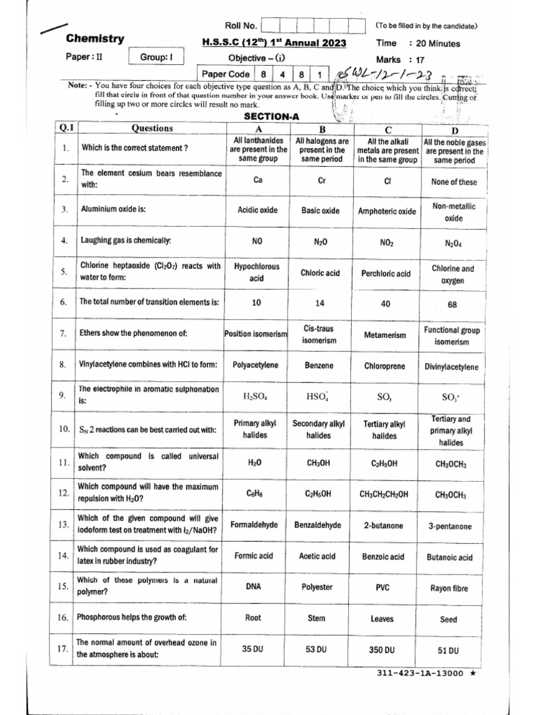 Chemistry 12 (SWL 23) | PDF