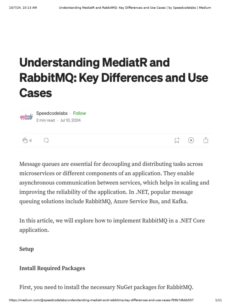 Understanding MediatR and RabbitMQ - Key Differences and Use Cases - by ...