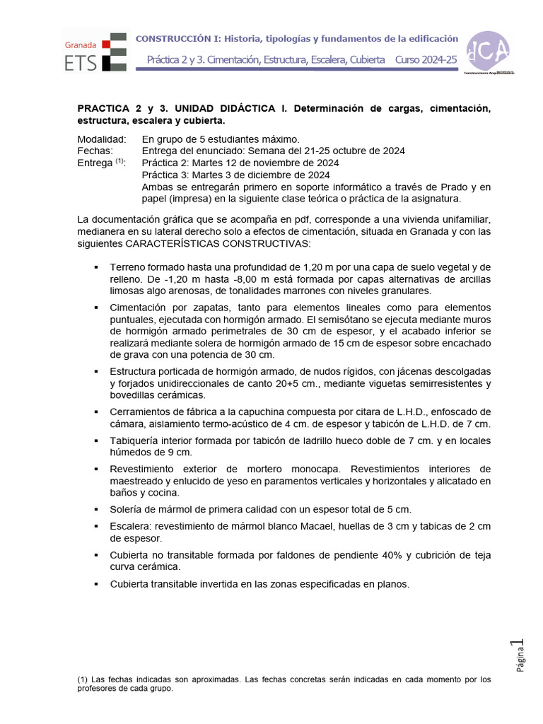2024-25-Pract 2 y 3 - Enunciado | PDF | Fundación (Ingeniería) | Techo