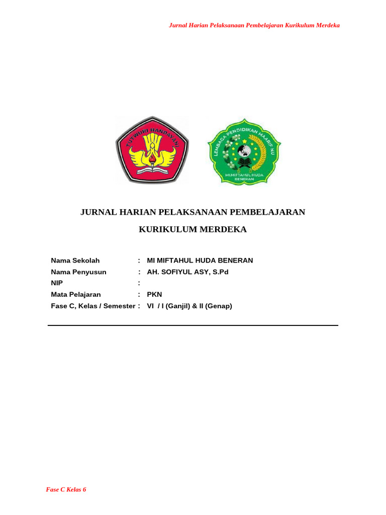 Jurnal Harian PPKN Kelas 6 Kurikulum Merdeka | PDF