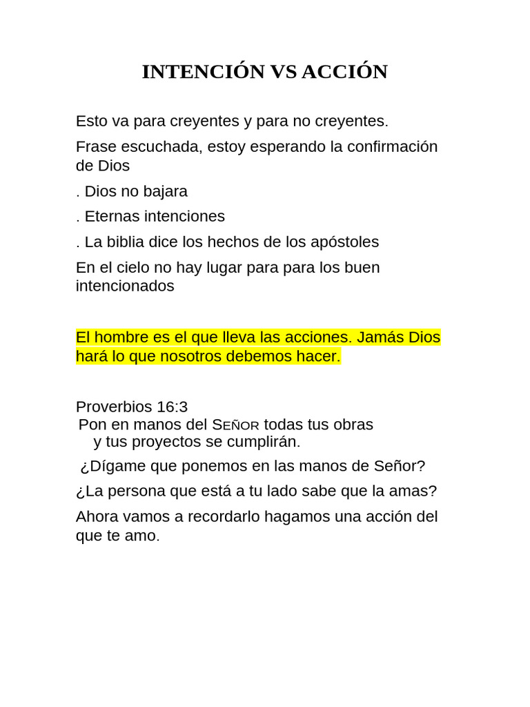 Intención VS Acción | PDF