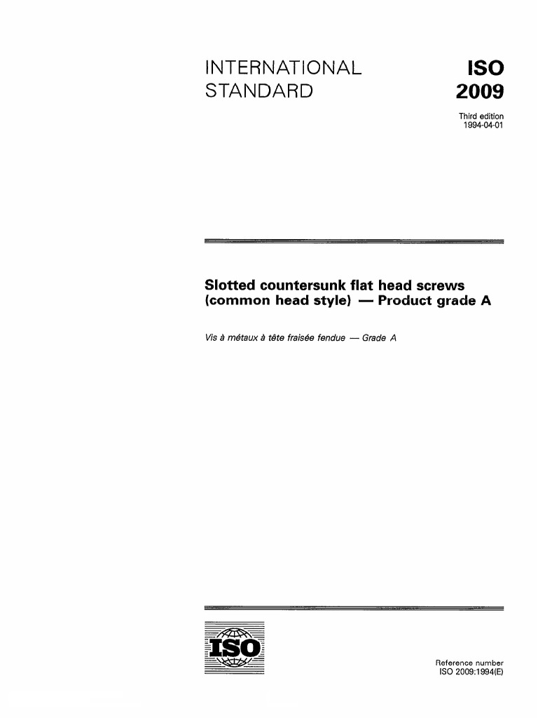 Iso 2009 1994 | PDF | Screw | International Organization For ...