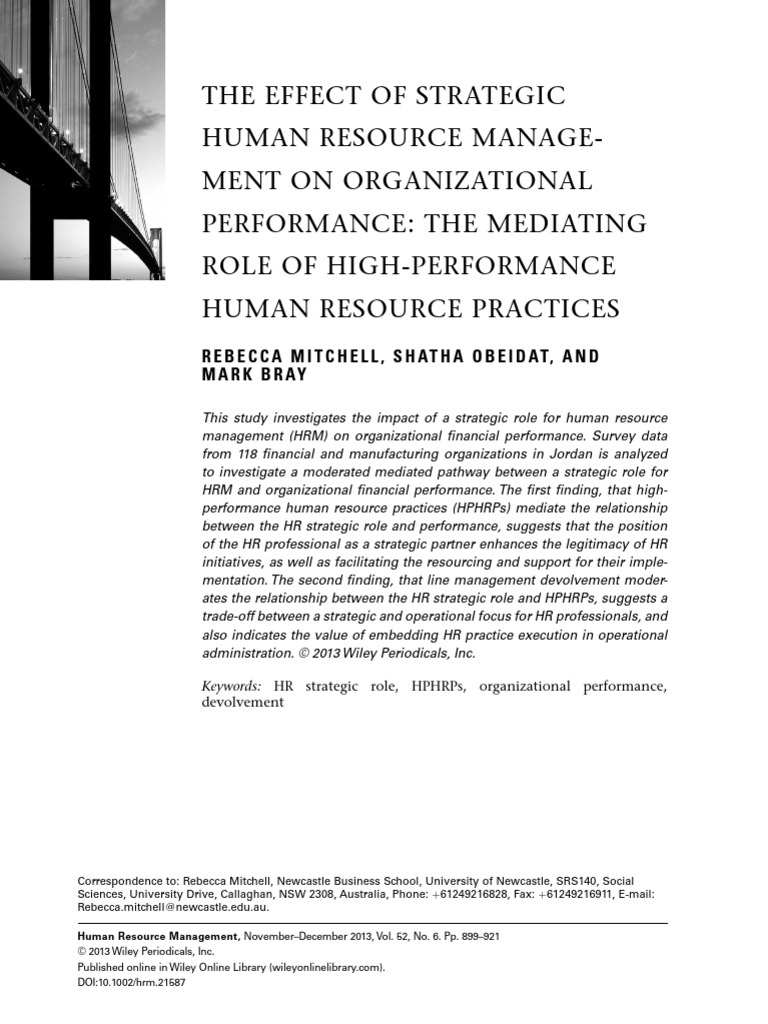 Strategic HRM's Impact on Performance | PDF | Human Resource Management ...