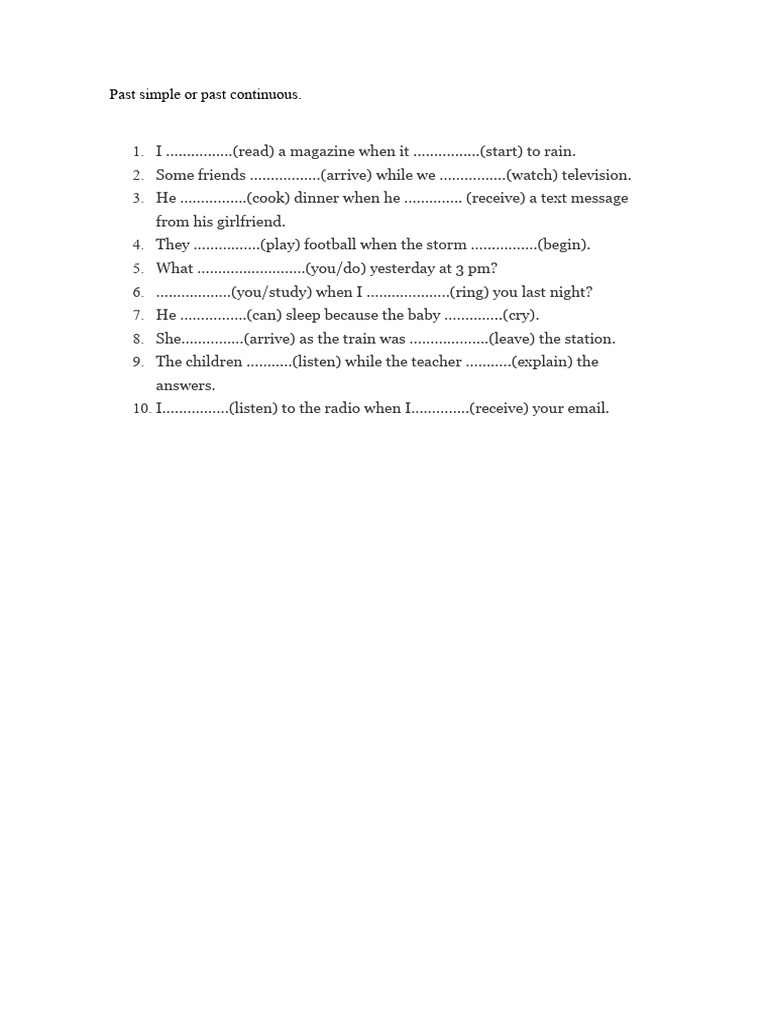 Past Simple or Past Continuous.1 | PDF