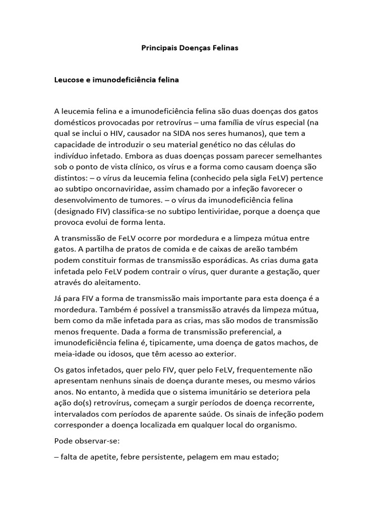 Principais Doenças em Gatos Domésticos | PDF | Gatos | Asma