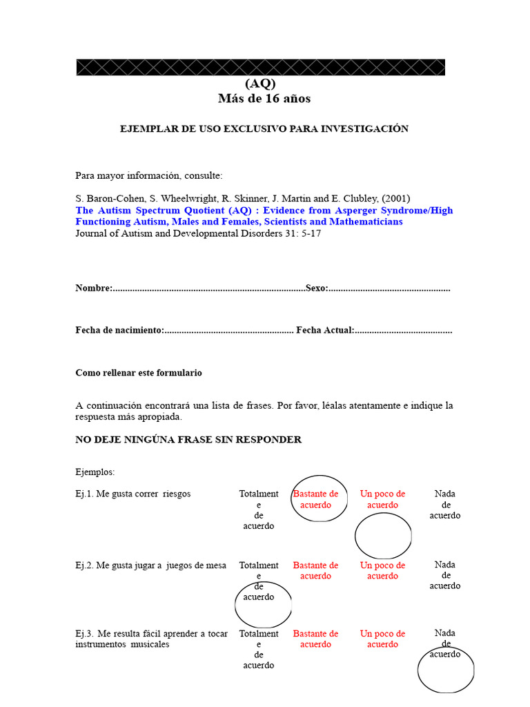 Adult autism test espanol pdf