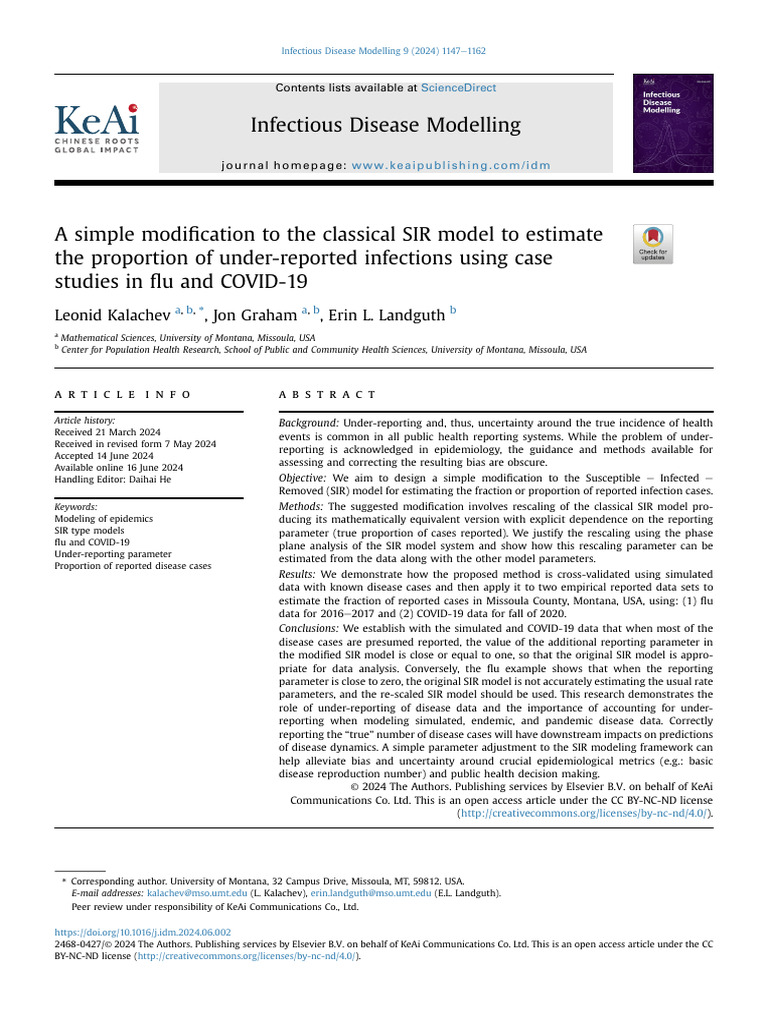Modified SIR Model for Under-Reporting Analysis | PDF | Infection ...
