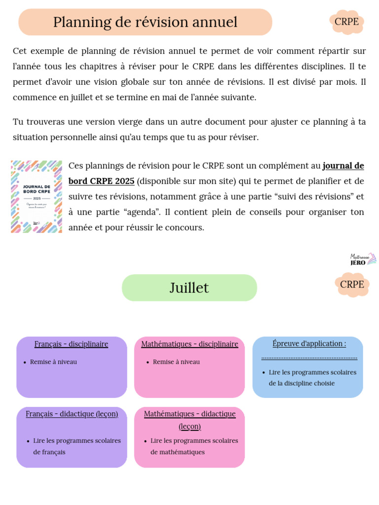 Planning de Révision CRPE 2025 | PDF | Grammaire | Linguistique
