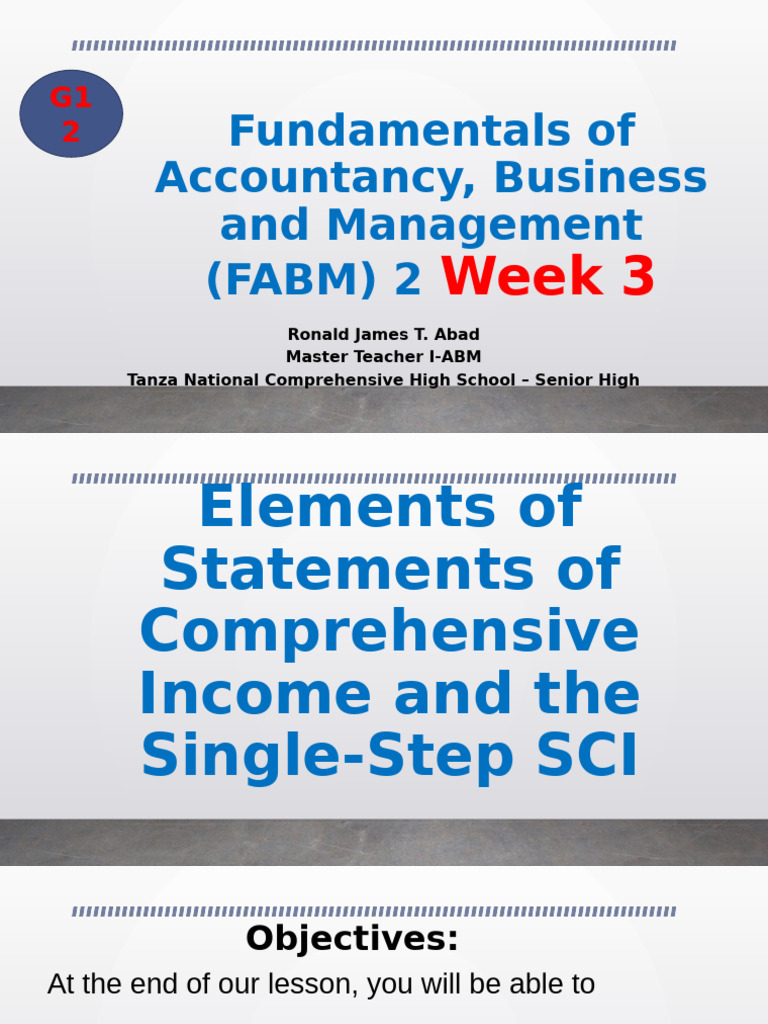 Elements of The Statement of Comprehensive Income | PDF | Income ...