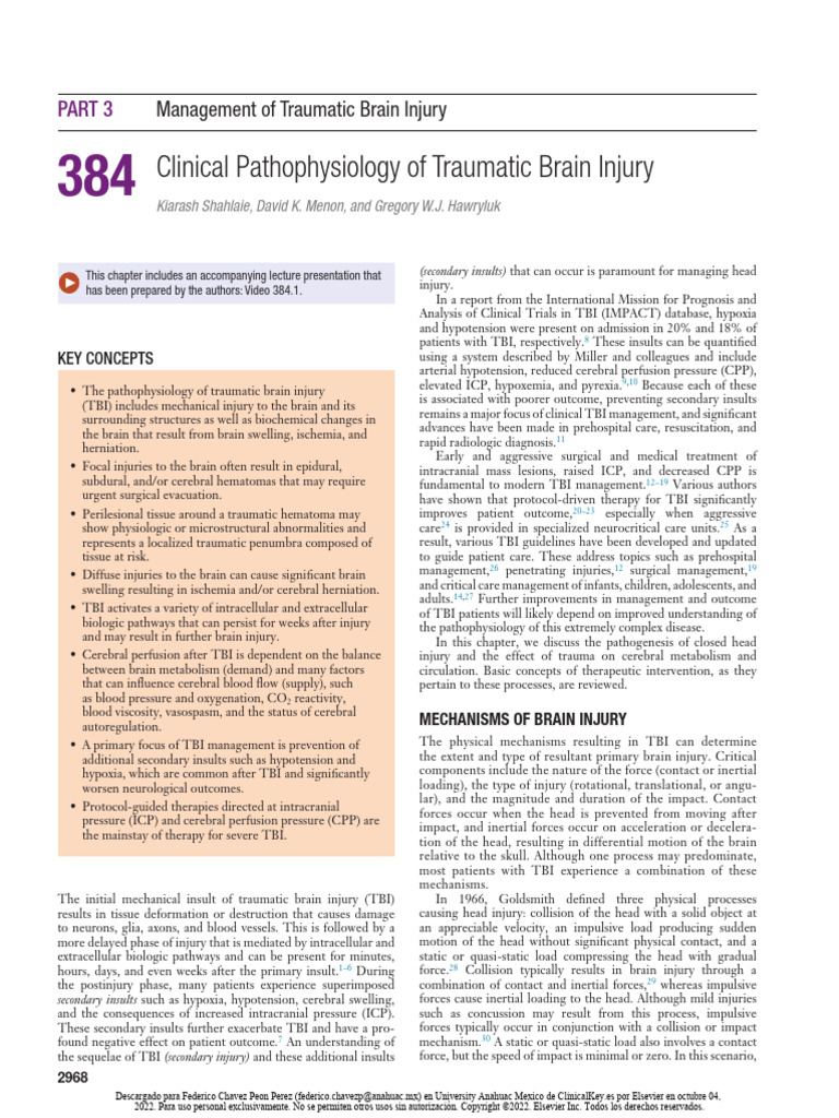 Clinical Pathophysiology of Traumatic Brain Injury | PDF | Traumatic ...
