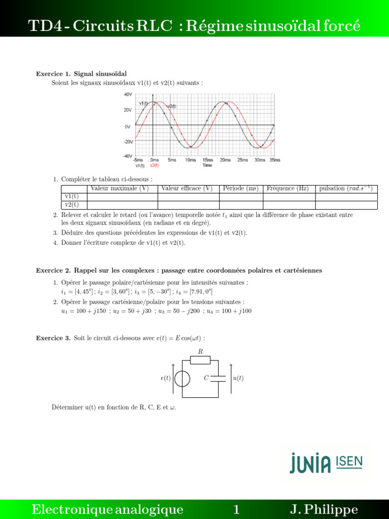 Circuits RLC : Analyse sinusoïdale et résonance | PDF | Tension ...