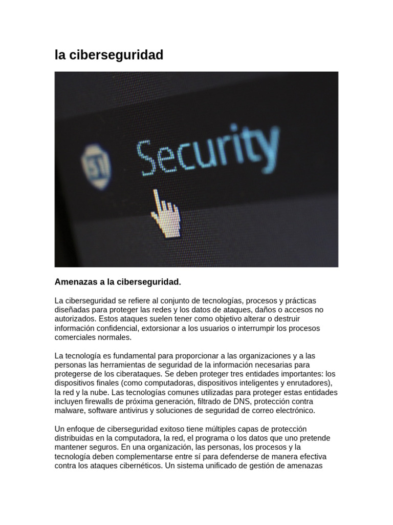 Amenazas y soluciones en ciberseguridad | PDF | La seguridad ...