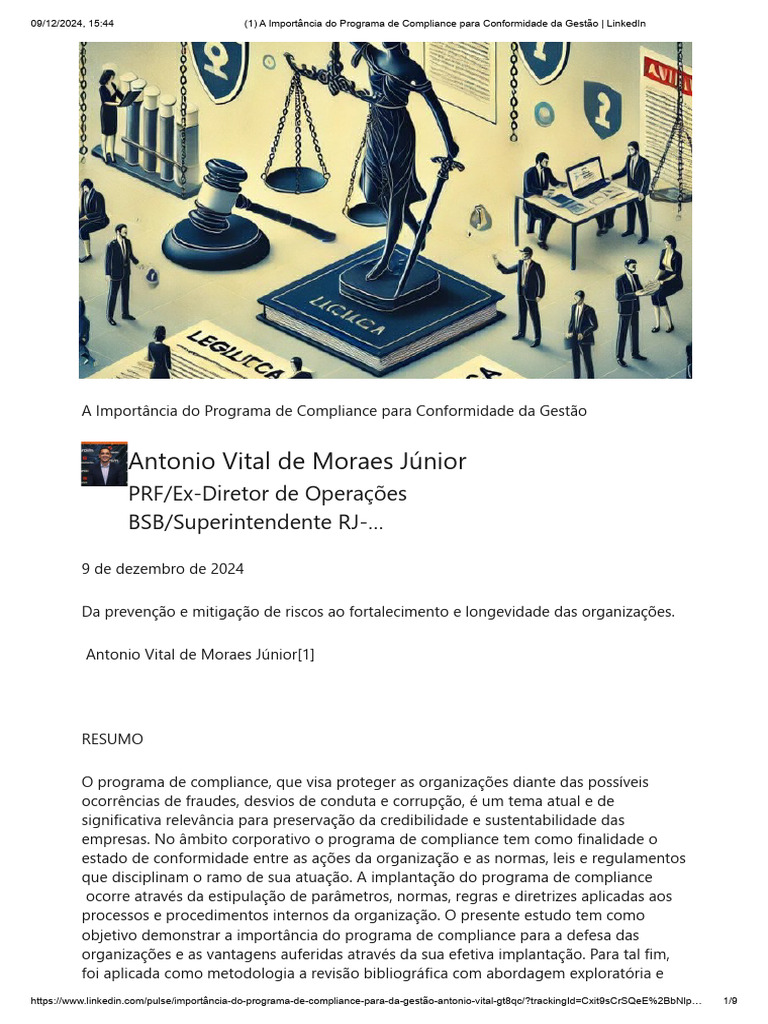 Importância do Programa de Compliance | PDF | Conformidade regulatória ...