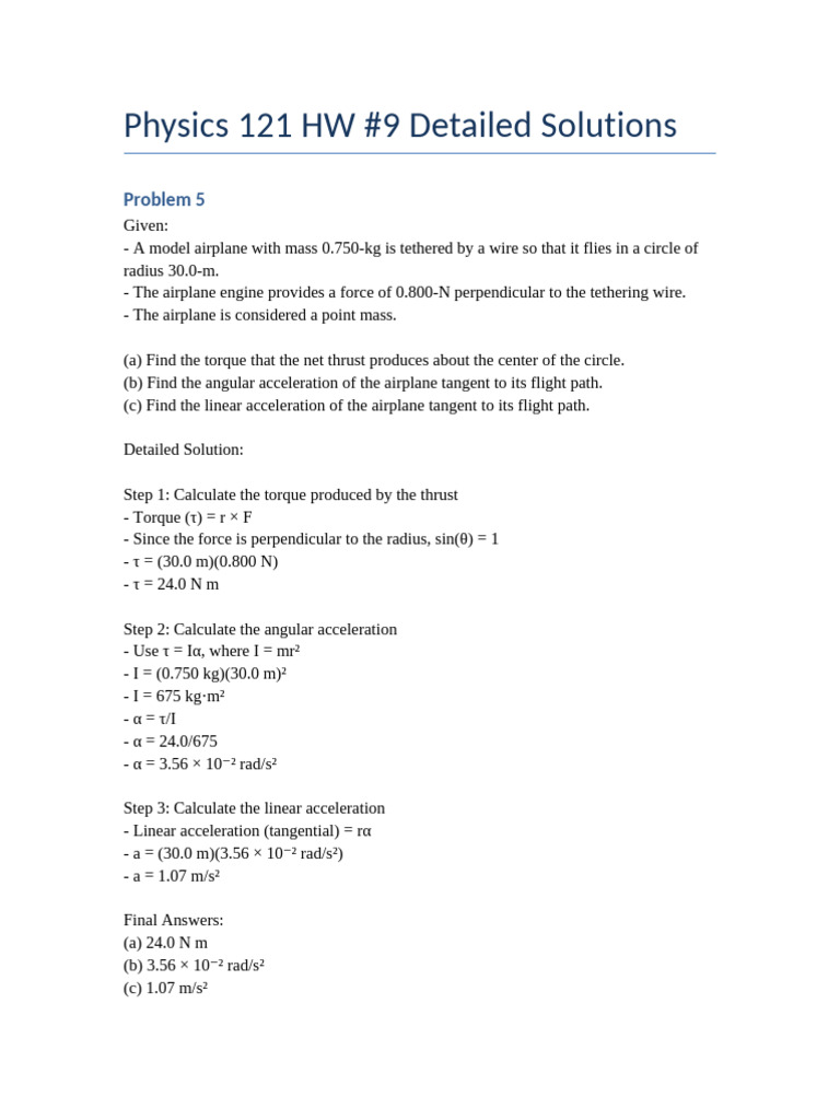 General Physics - HW - Section - 9 Oxnard College | PDF | Torque ...