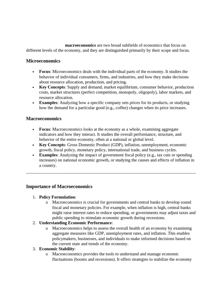 Micro vs. Macro Economics Explained | PDF | Macroeconomics | Economic ...