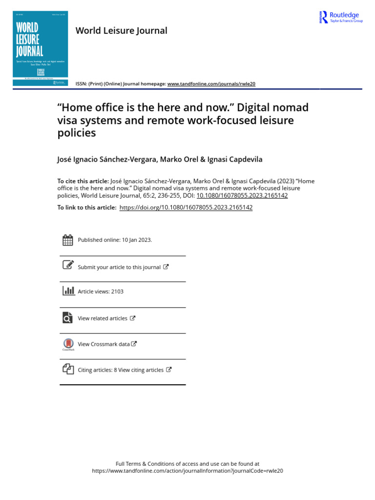 Visual Reference: Digital Nomad Visas Leisure Policies Pdf Cost Of Living