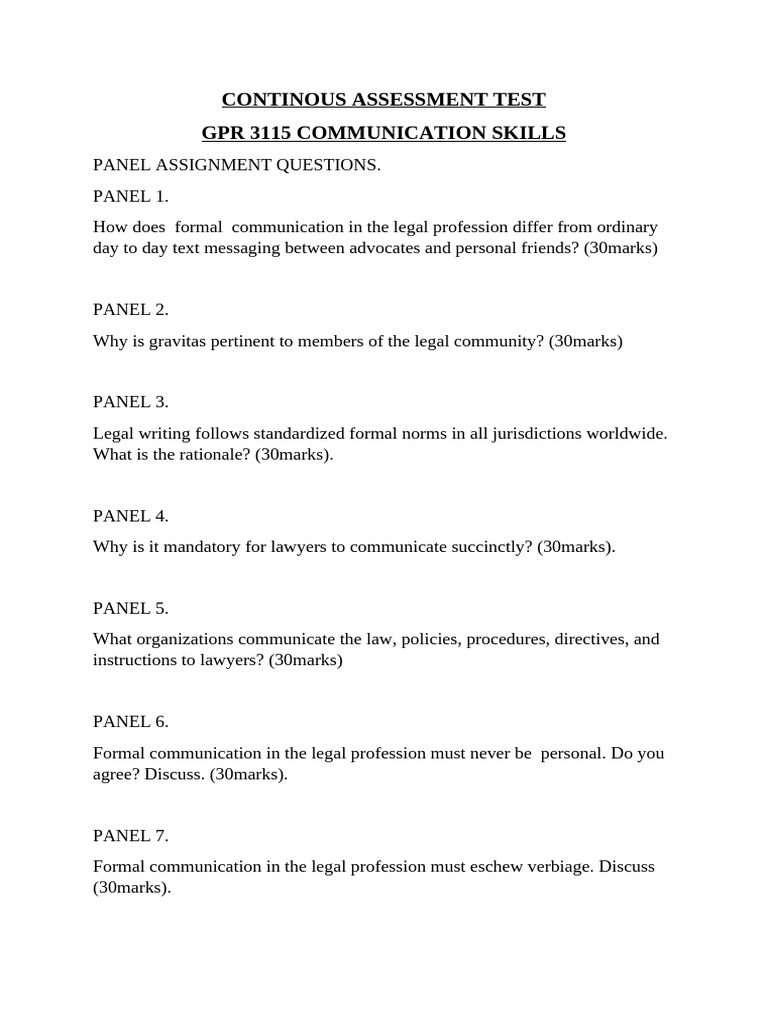 Assignment questions in communication skills course pdf