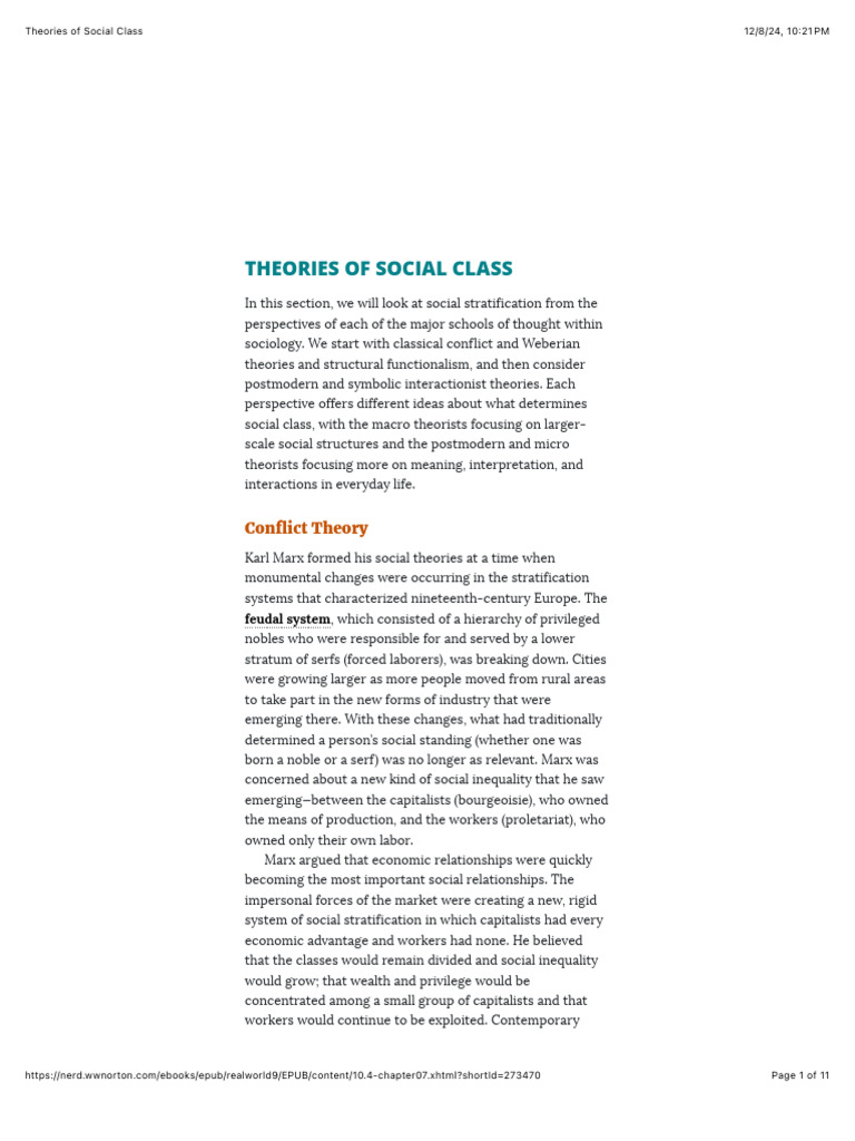Theories of Social Class | PDF | Social Stratification | Economies