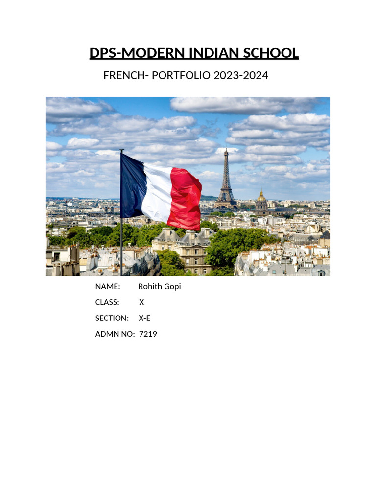 Portfolio de Français 2023-2024 | PDF