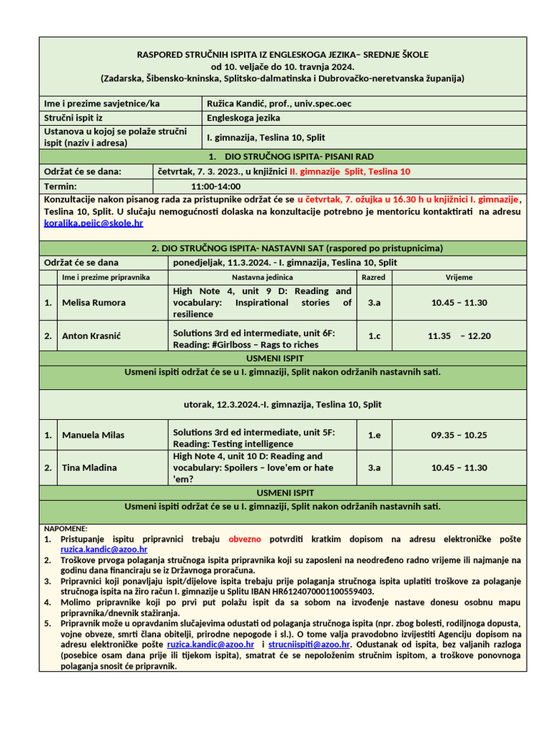 Raspored SI SS | PDF