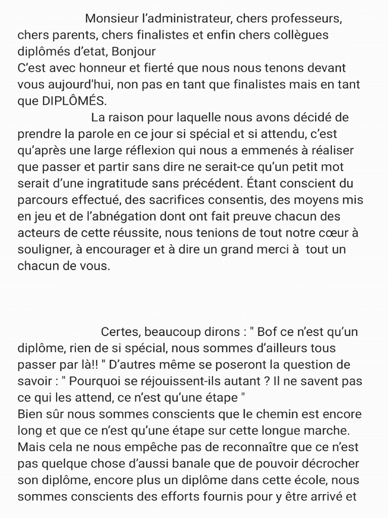 Discours de La Cérémonie de Remise Des Diplômes - 240906 - 121248 | PDF