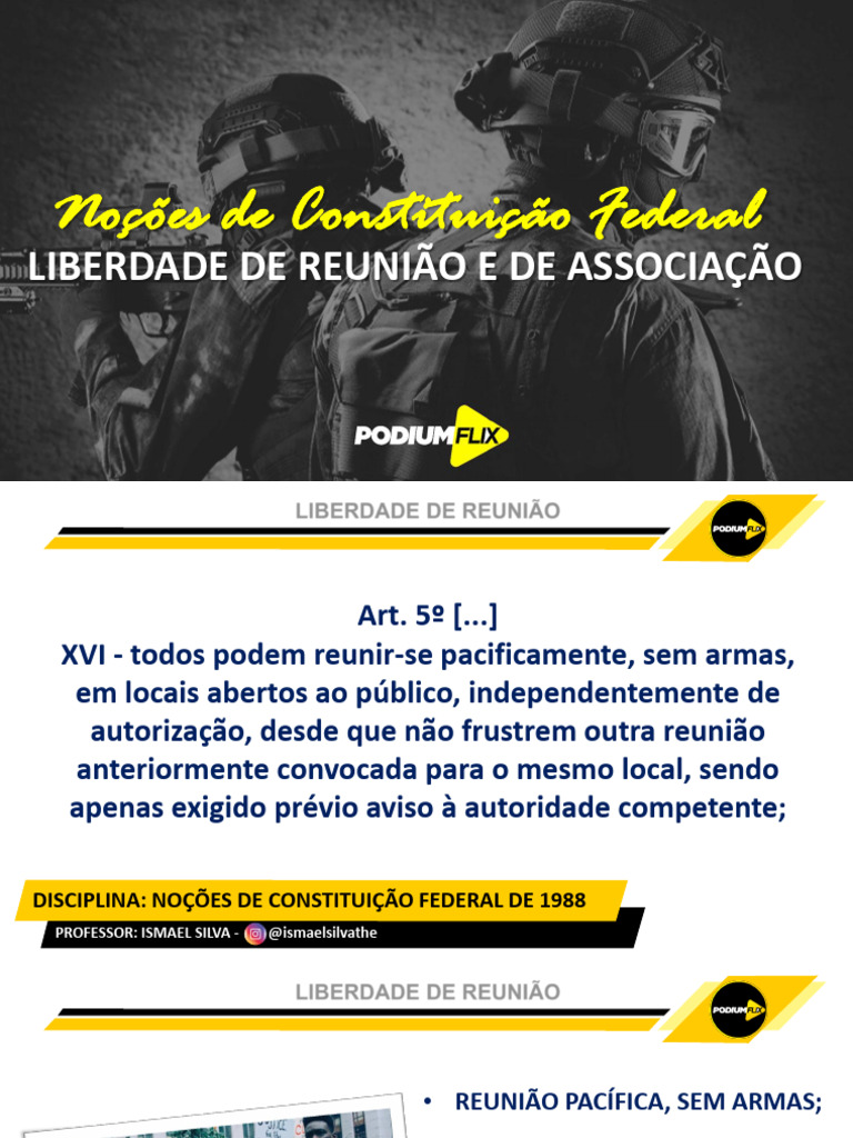 Dica 02 - Liberdade de Reunião e Liberdade de Associação - Prof. Ismael ...