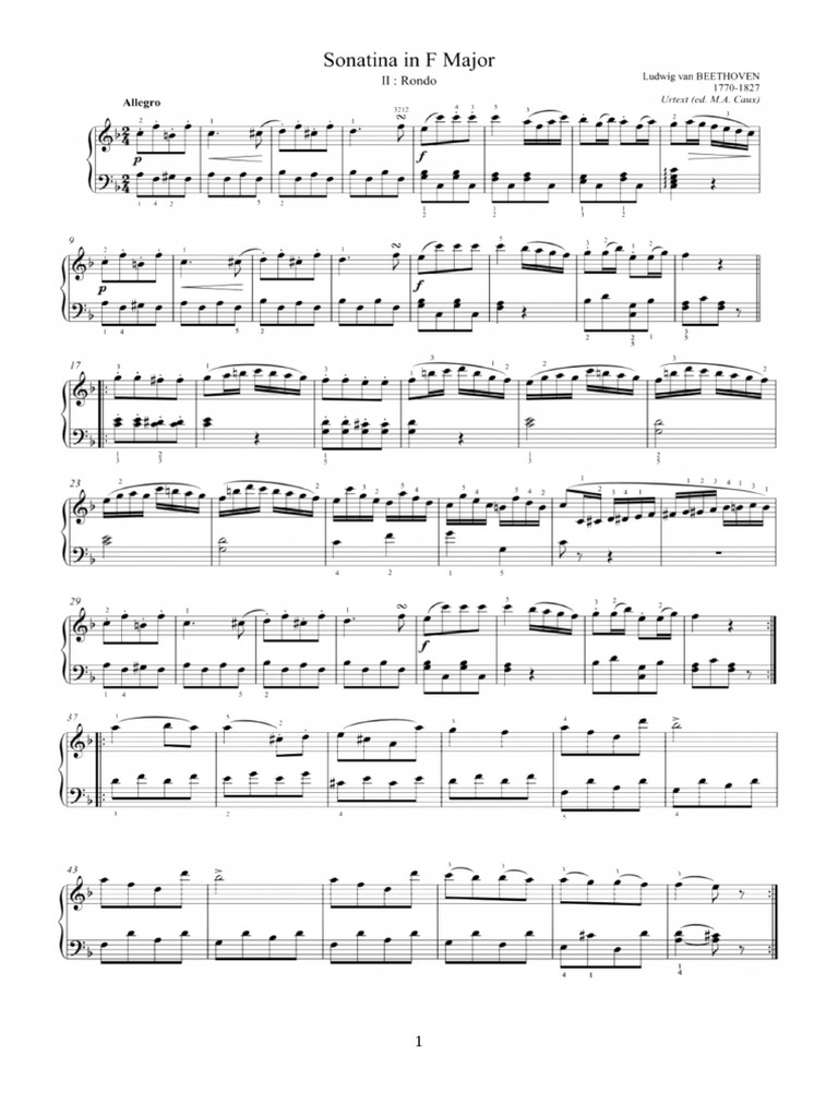 Beethoven Sonatina in F Major Anh. 5 - Rondo | PDF