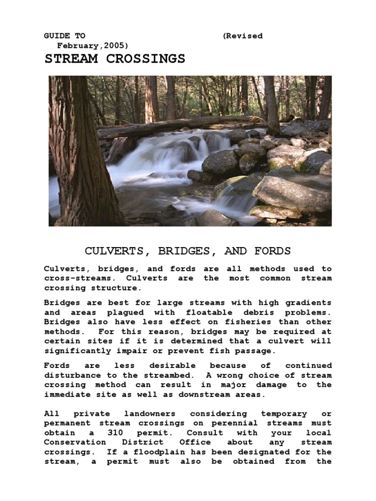 Stream Crossings: Fords, Culverts, Bridges | PDF | Stream | Erosion