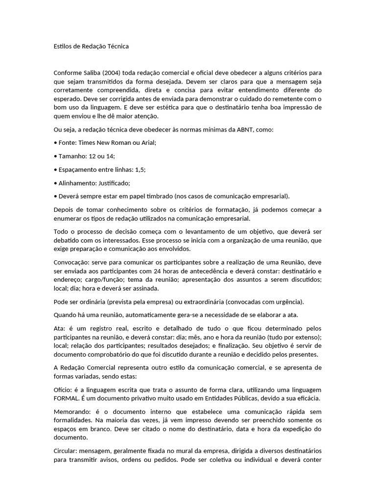 Estilos de Redação Técnica | PDF | Comunicação