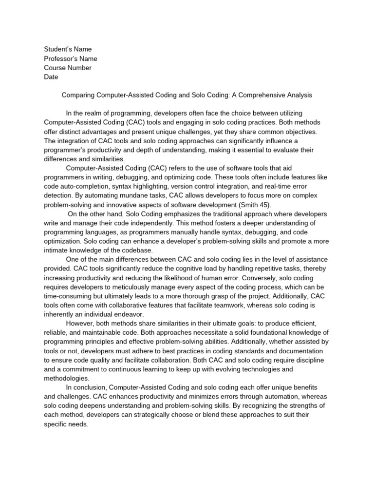 Comparing Computer-Assisted Coding and Solo Coding - A Comprehensive ...