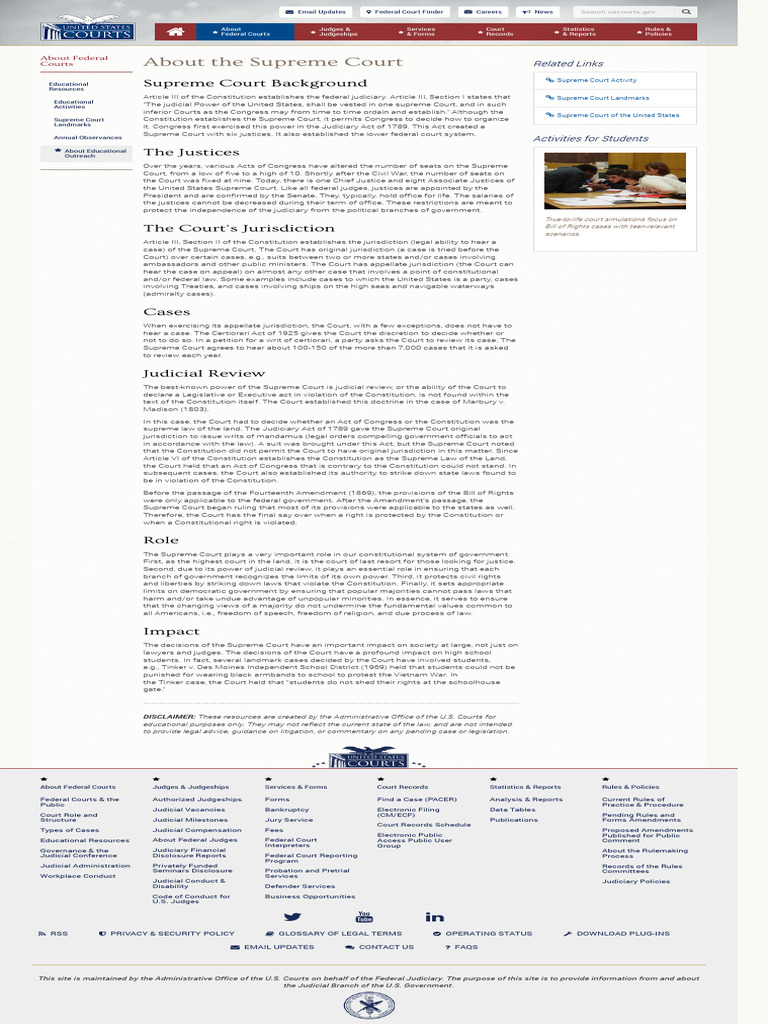 About The Supreme Court United States Courts | PDF | Article Three Of ...