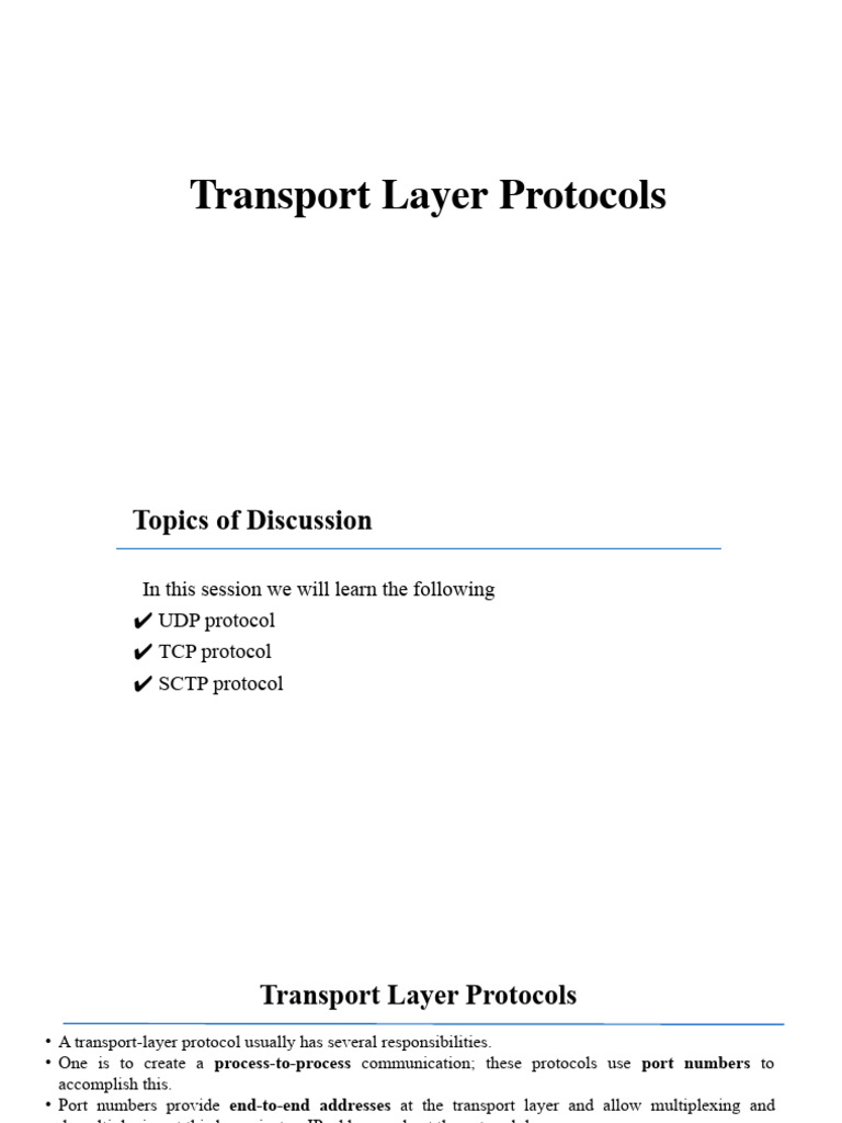 Overview of Transport Layer Protocols | PDF | Transmission Control ...