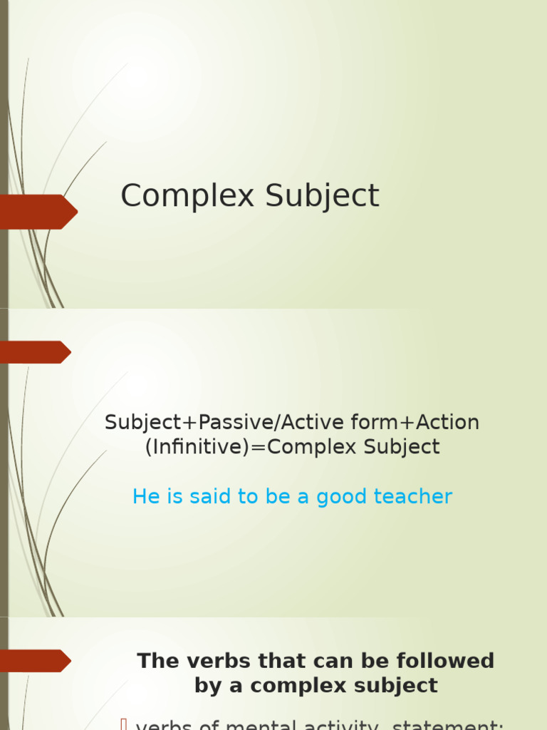 Understanding Complex Subjects in English | PDF