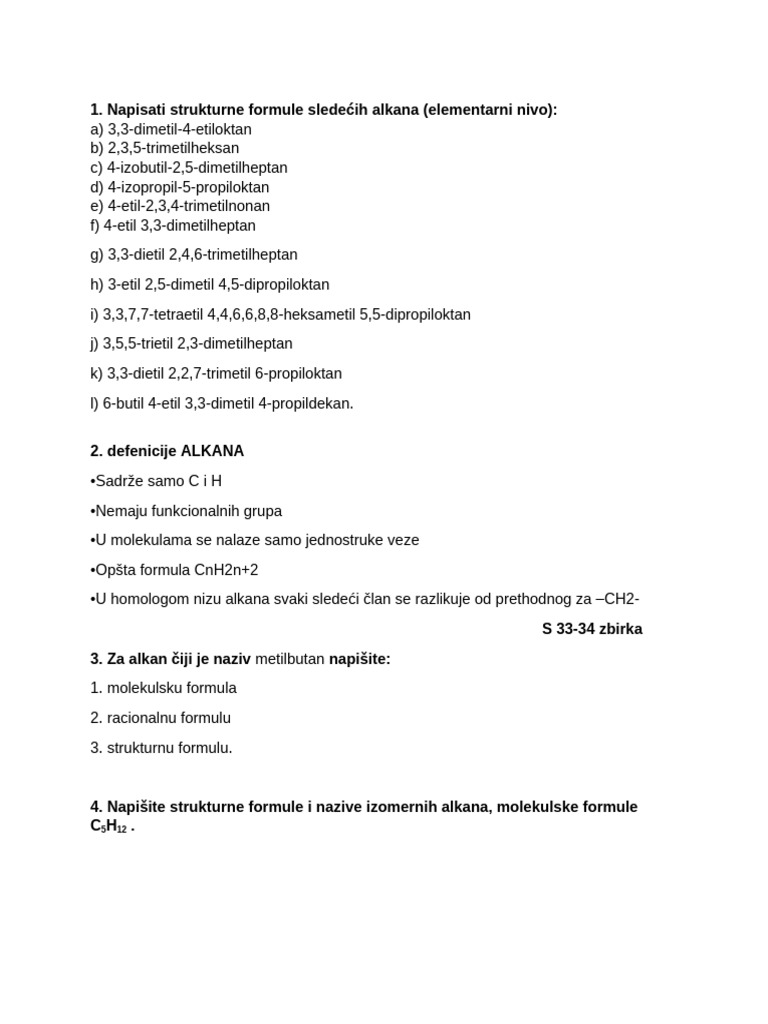 Priprema 1 Alkani | PDF