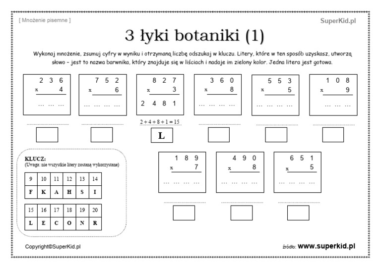 Matzoo Klasa 4 Mnożenie Pisemne mnozenie-pisemne-1-1 | PDF
