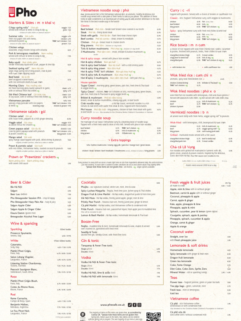 Pho Main-Menu Web | PDF | Vietnamese Cuisine | Tofu