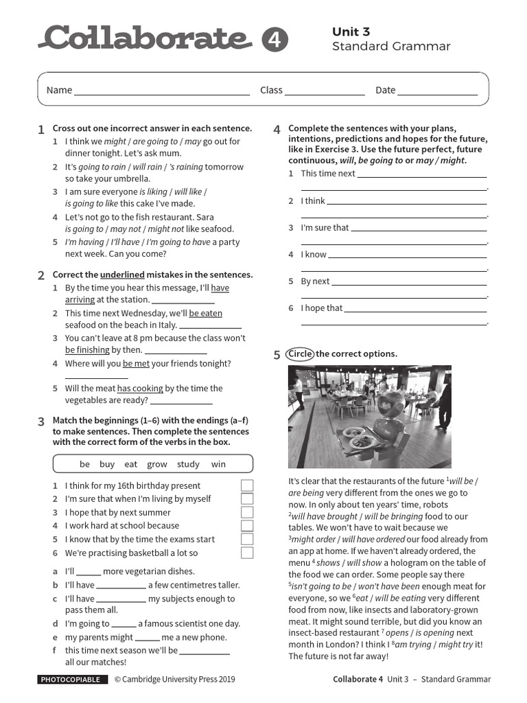 COL TRB 4 Standard Grammar WS Unit 3 Without Answers | PDF