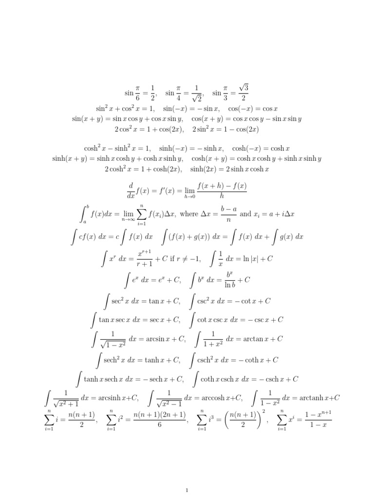 Formula sheet test 2 | PDF | Real Analysis | Metric Geometry
