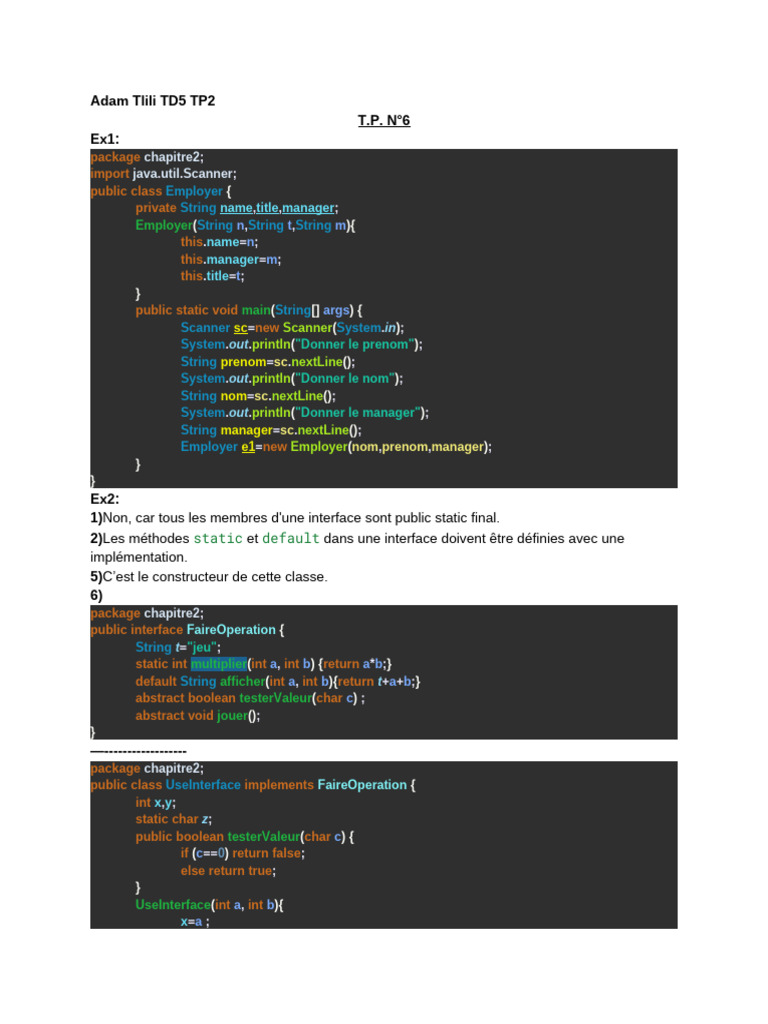 Exemples de Programmation Java et Interfaces | PDF | Java (Langage de ...