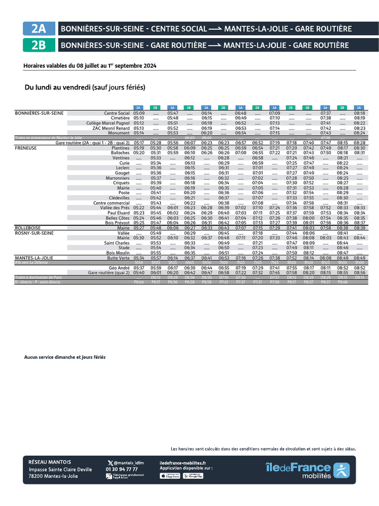 Horaires de transport été 2024 | PDF
