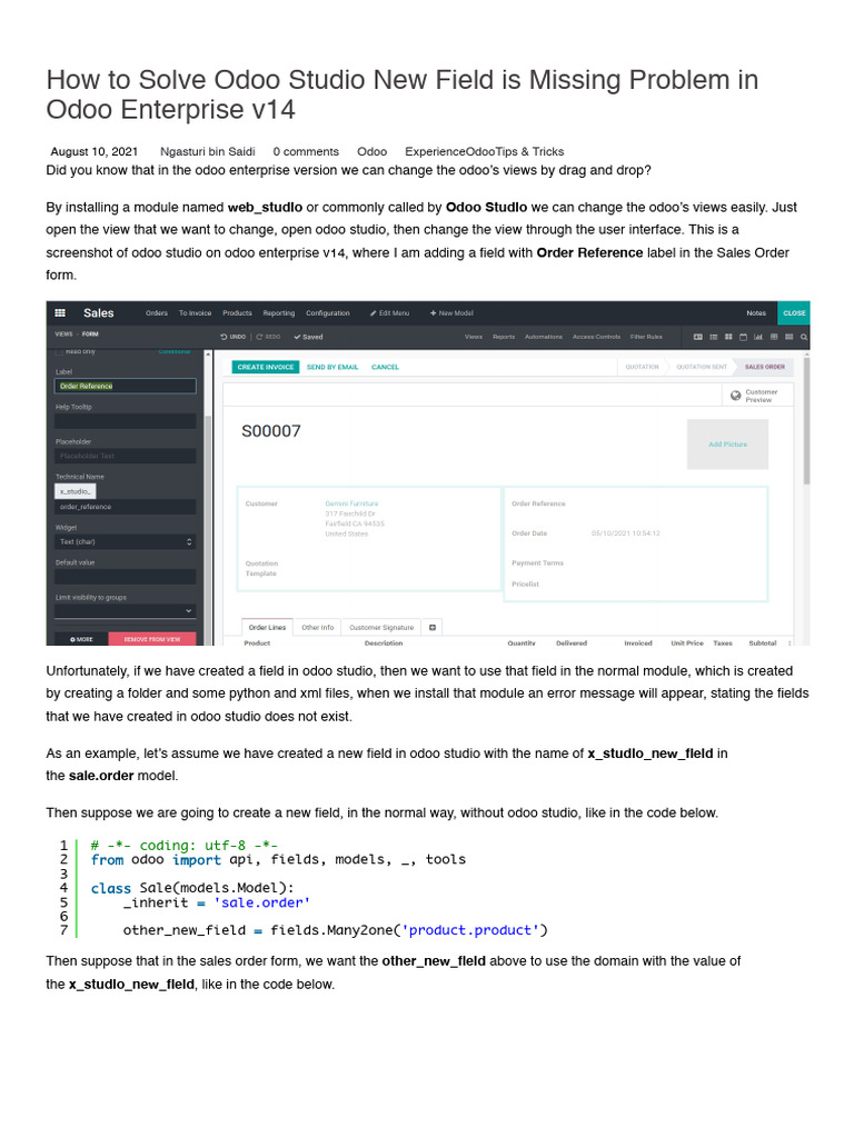 Fixing Odoo Studio Field Errors | PDF | Xml | Information Technology