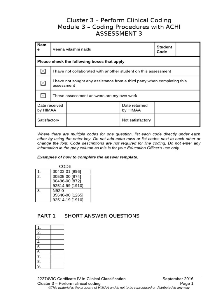 Clinical Coding Procedures Assessment | PDF