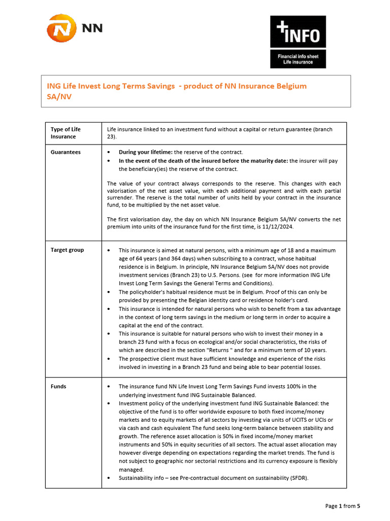 ING Life Invest: Long-Term Savings Plan | PDF | Insurance | Taxes