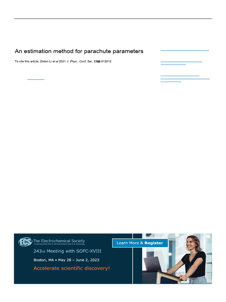 Parachute Parameter Estimation Method | PDF | Area | Wind Tunnel