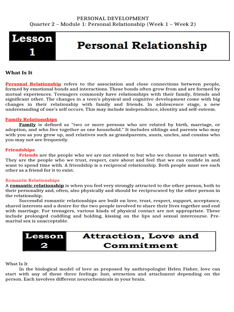PERDEV QUARTER 2 MODULE 1 | PDF | Love | Romance (Love)
