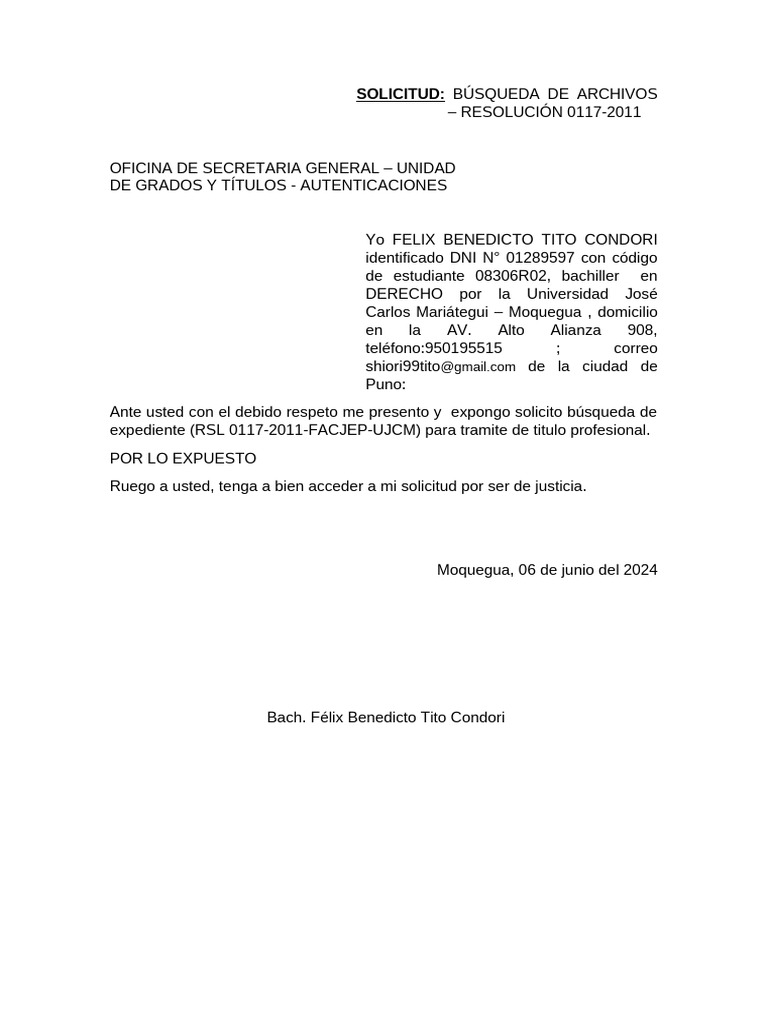 SOLICITO Busqueda de Archivo | PDF